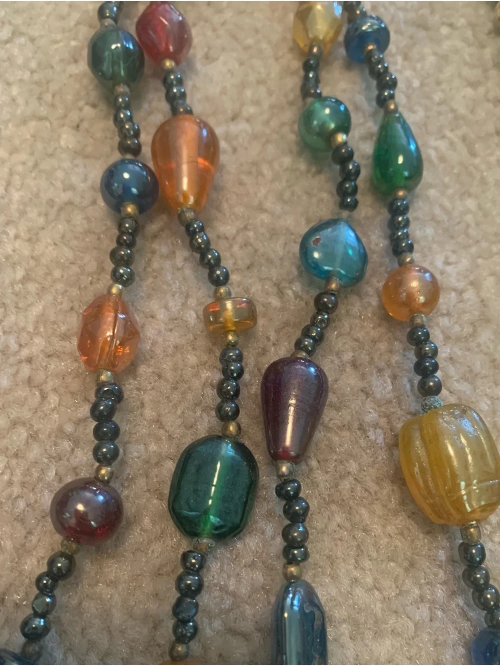 Lot of 5 Vintage Beaded Necklaces Artsy Boho Plastic Gemstone Fashion Jewelry